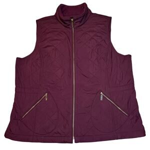 Talbots Quilted Puffer Vest Women’s Size XL Red Maroon Full Zip Pockets
